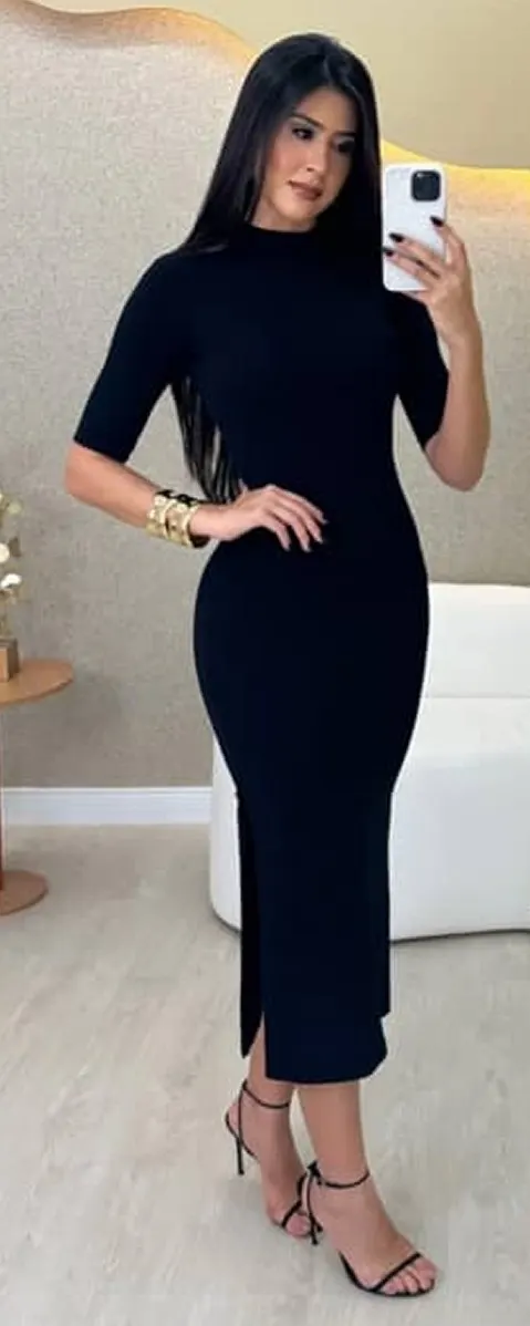 Vestido en tela rib