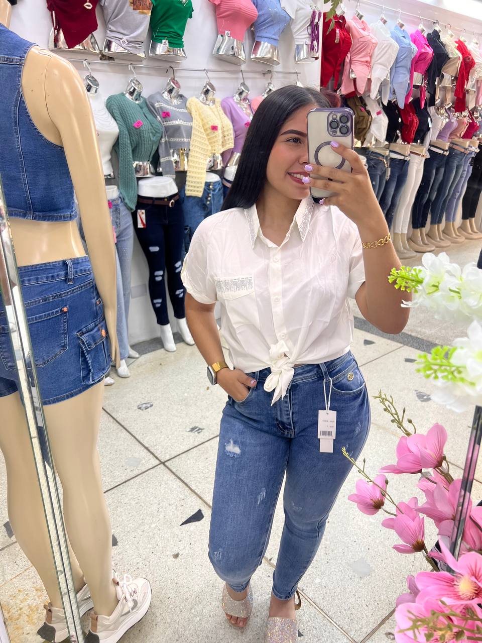 Camisa larga manga corta 