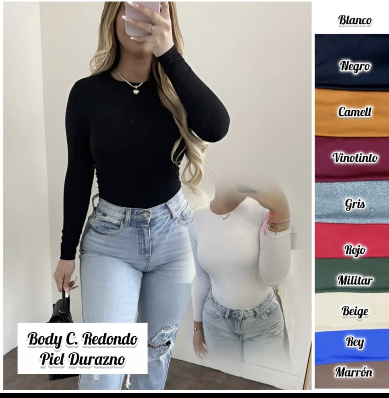 Body cuello redondo manga larga