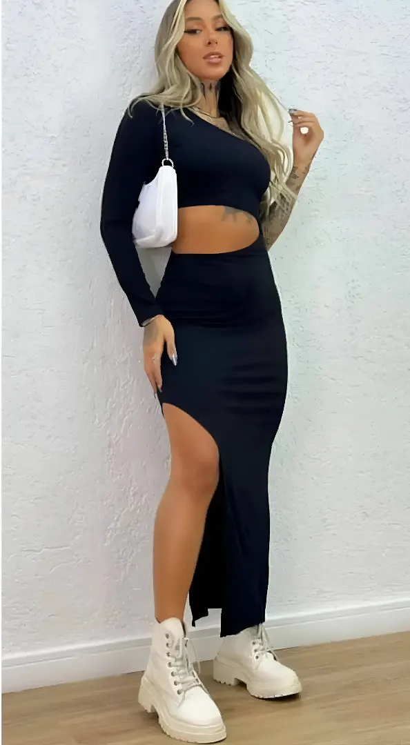 Vestido en tela rib